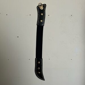 Omega Black and Gold Studded Belt